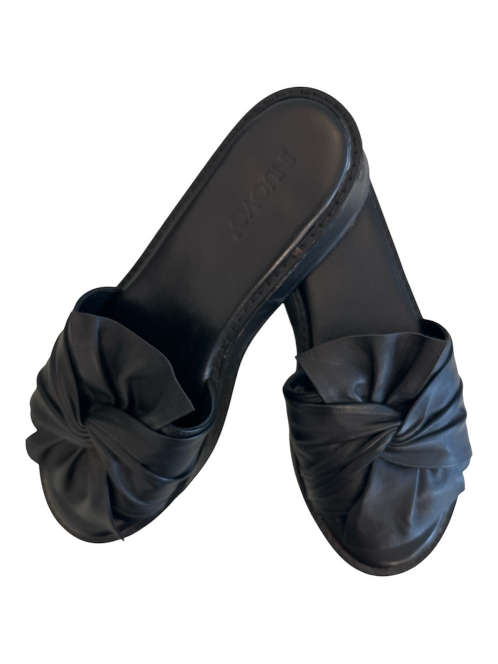 INUOVO | Black Leather Platform Slide Sandals | Size 41 / Size 11 - Picture 4 of 16